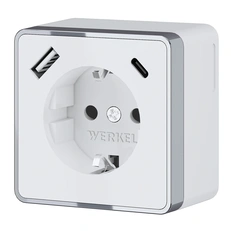 Изображение Розетка с заземлением, шторками и USB тип A+C Gallant (белый) W5071701