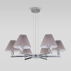Изображение Подвесная люстра с тканевыми абажурами Peony 60136/6 хром/серый